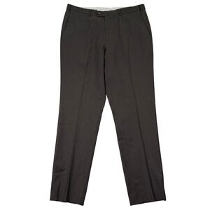 Isaia Mens 38x35 Tall Dress Pants Napoli Brown Wool Flat Front Italy Sartorial